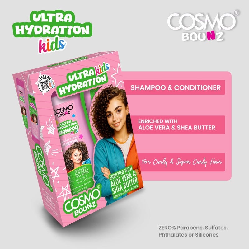 COSMO Bounz Ultra Hydration Kids Shampoo & Conditioner Gift Set - 400ml - Image 2